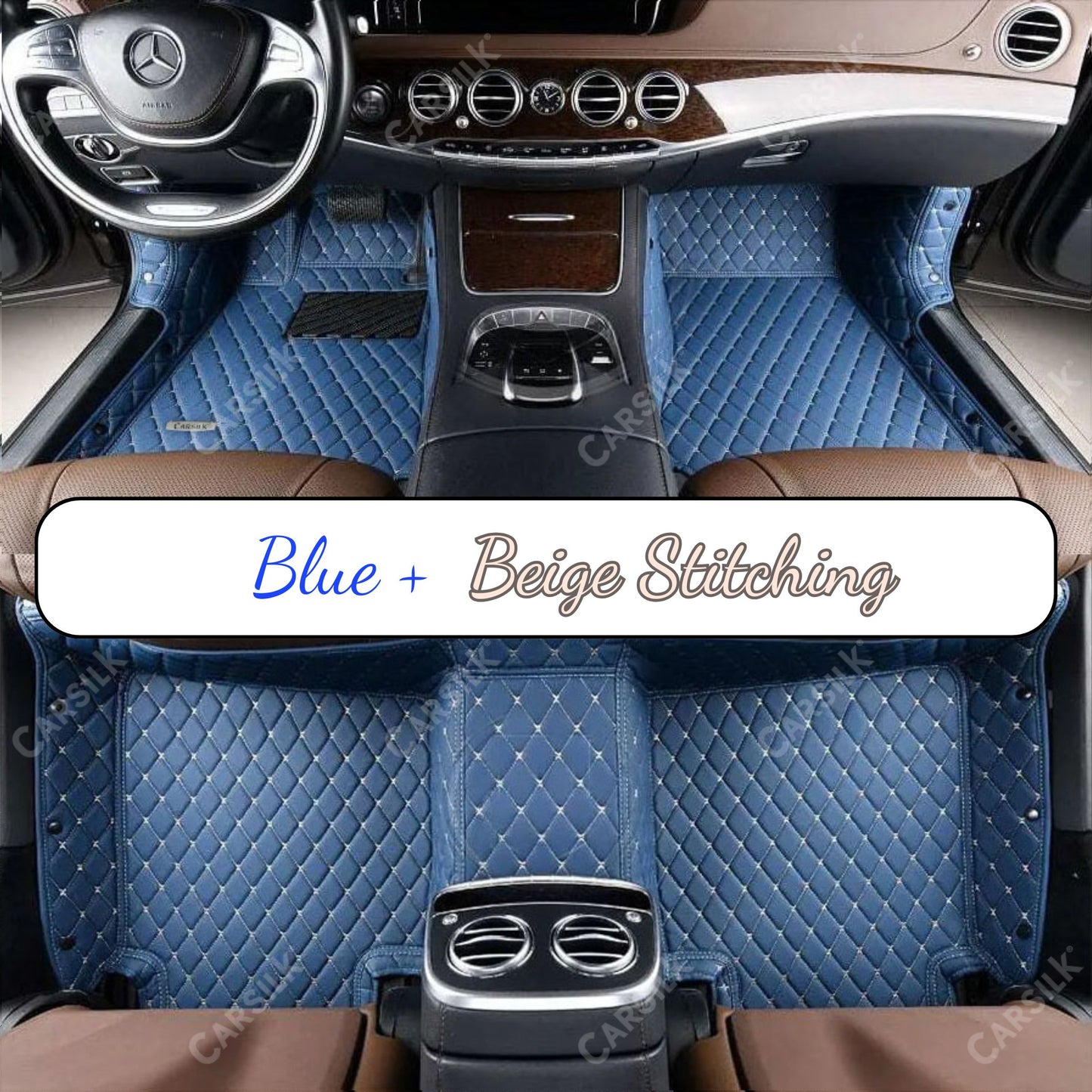 BLUE DIAMOND PATTERN CAR MATS SET - Carsilks