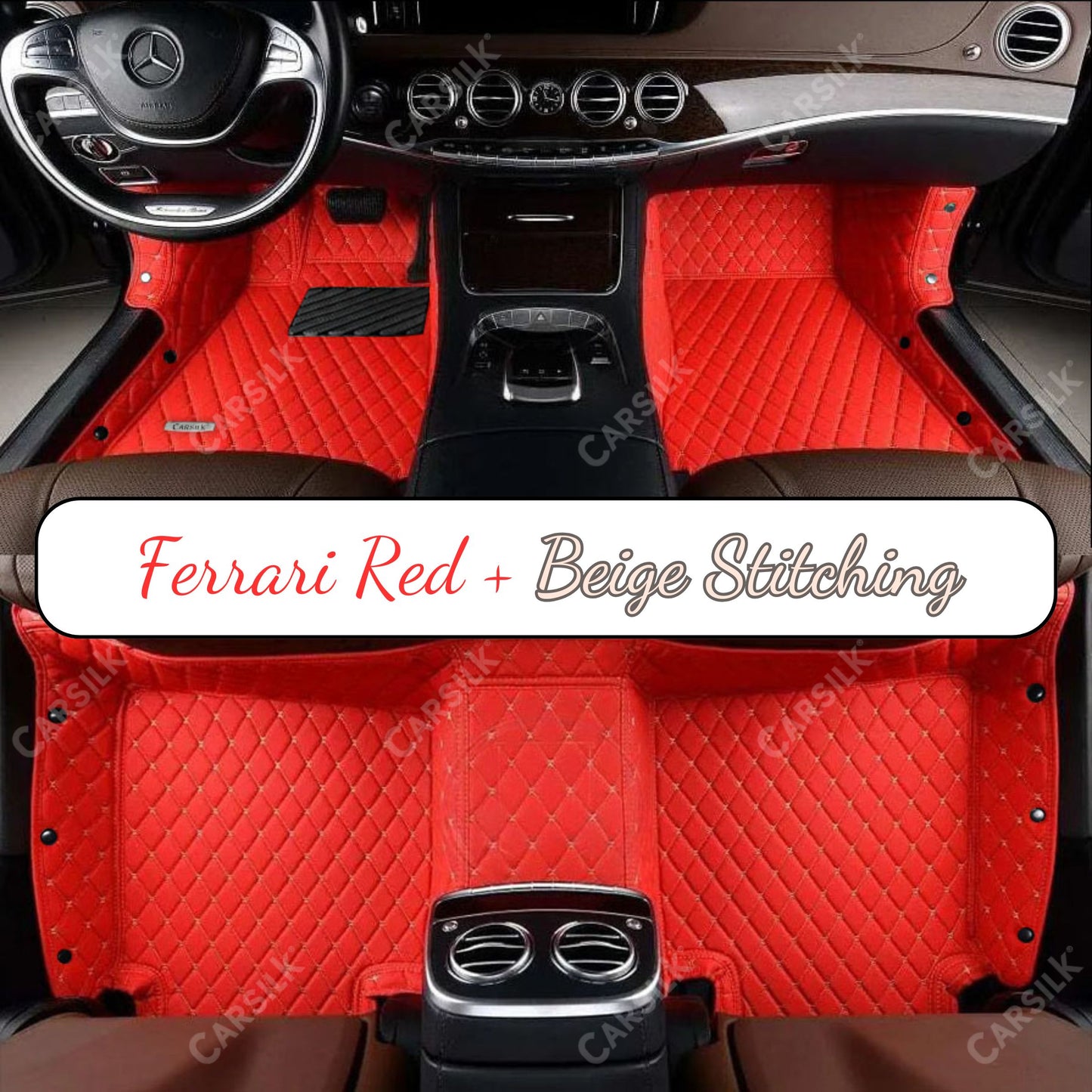 FERRARI RED DIAMOND PATTERN CAR MATS SET - Carsilks