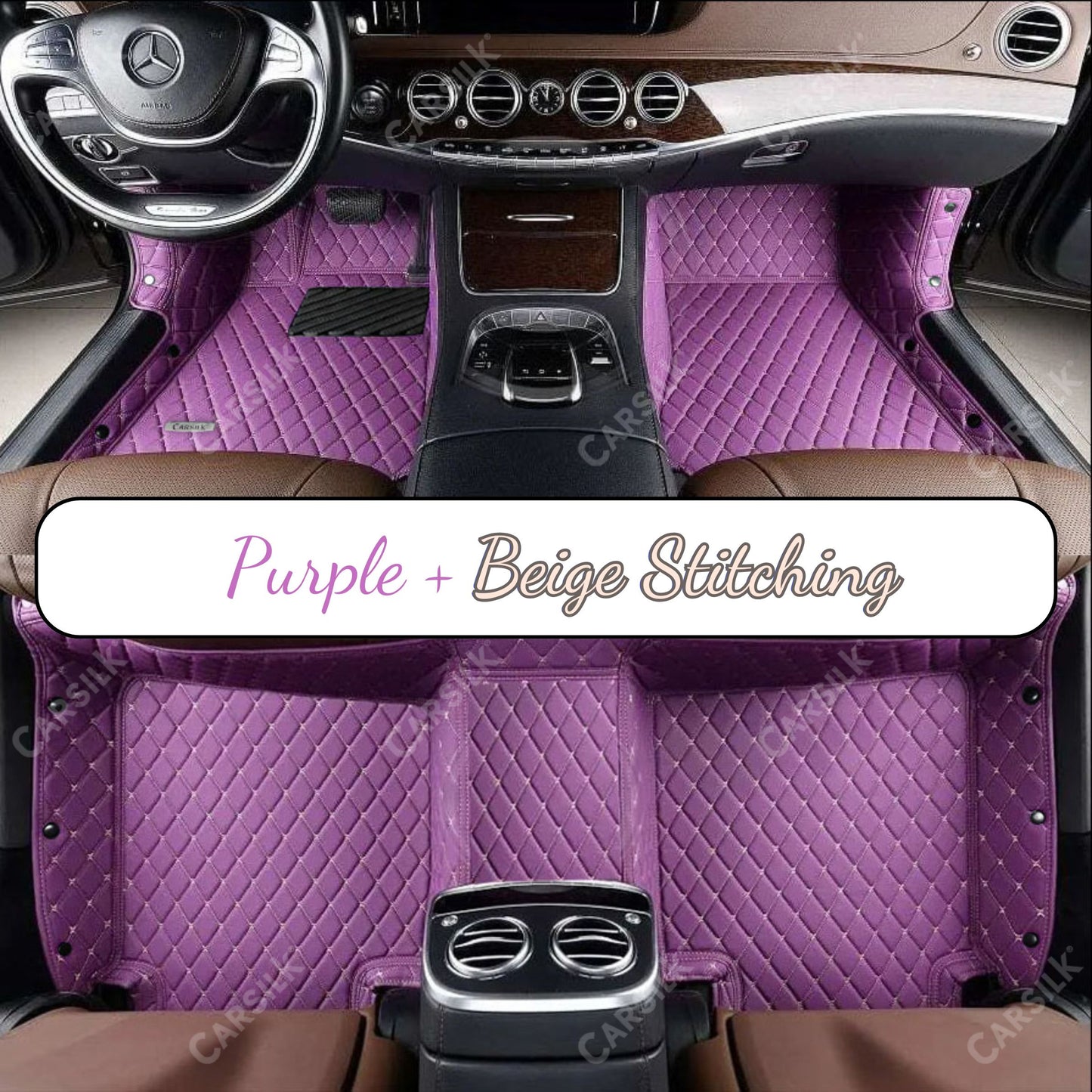 PURPLE DIAMOND PATTERN CAR MATS SET - Carsilks