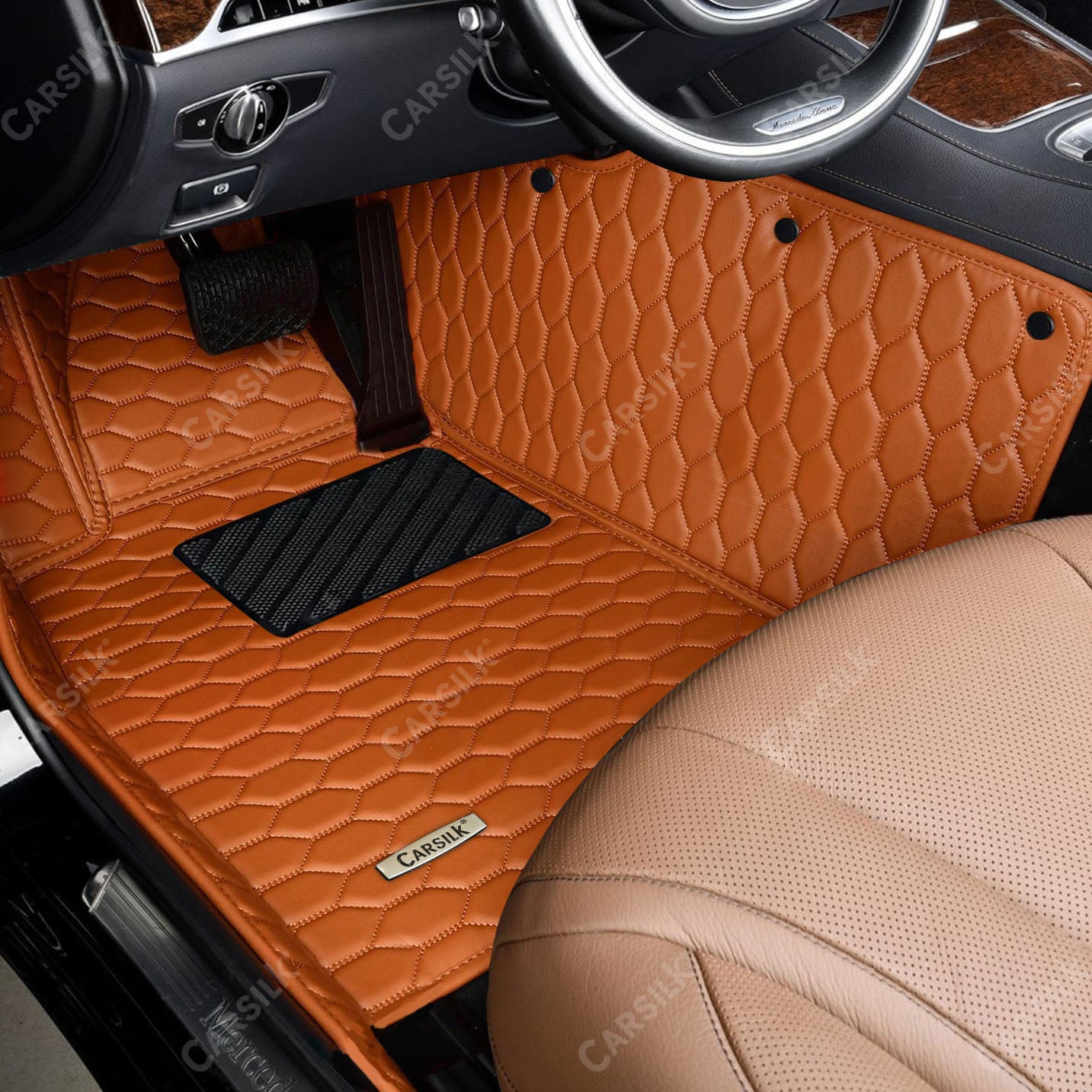 BROWN HONEY COMB LUXURY CAR MATS SET - Carsilks