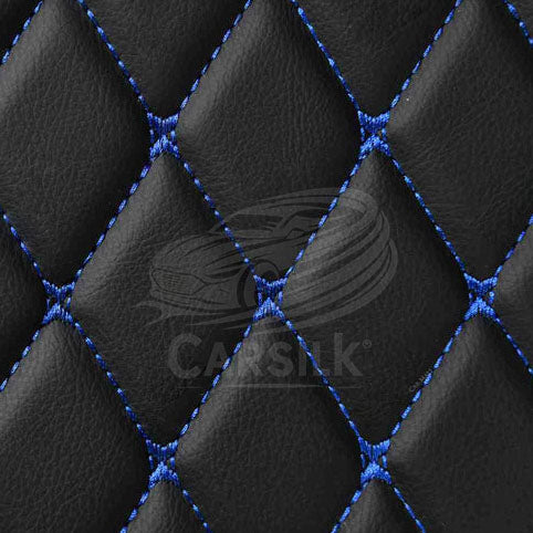 BLACK & BLUE STITCHING DIAMOND LUXURY BASE TRUNK CAR MATS SET - Carsilks
