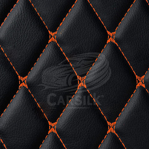 BLACK & ORANGE STITCHING DIAMOND LUXURY TRUNK CAR MATS SET - Carsilks
