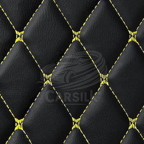 BLACK & YELLOW LUXURY STITCHING DIAMOND LUXURY TRUNK CAR MATS SET - Carsilks