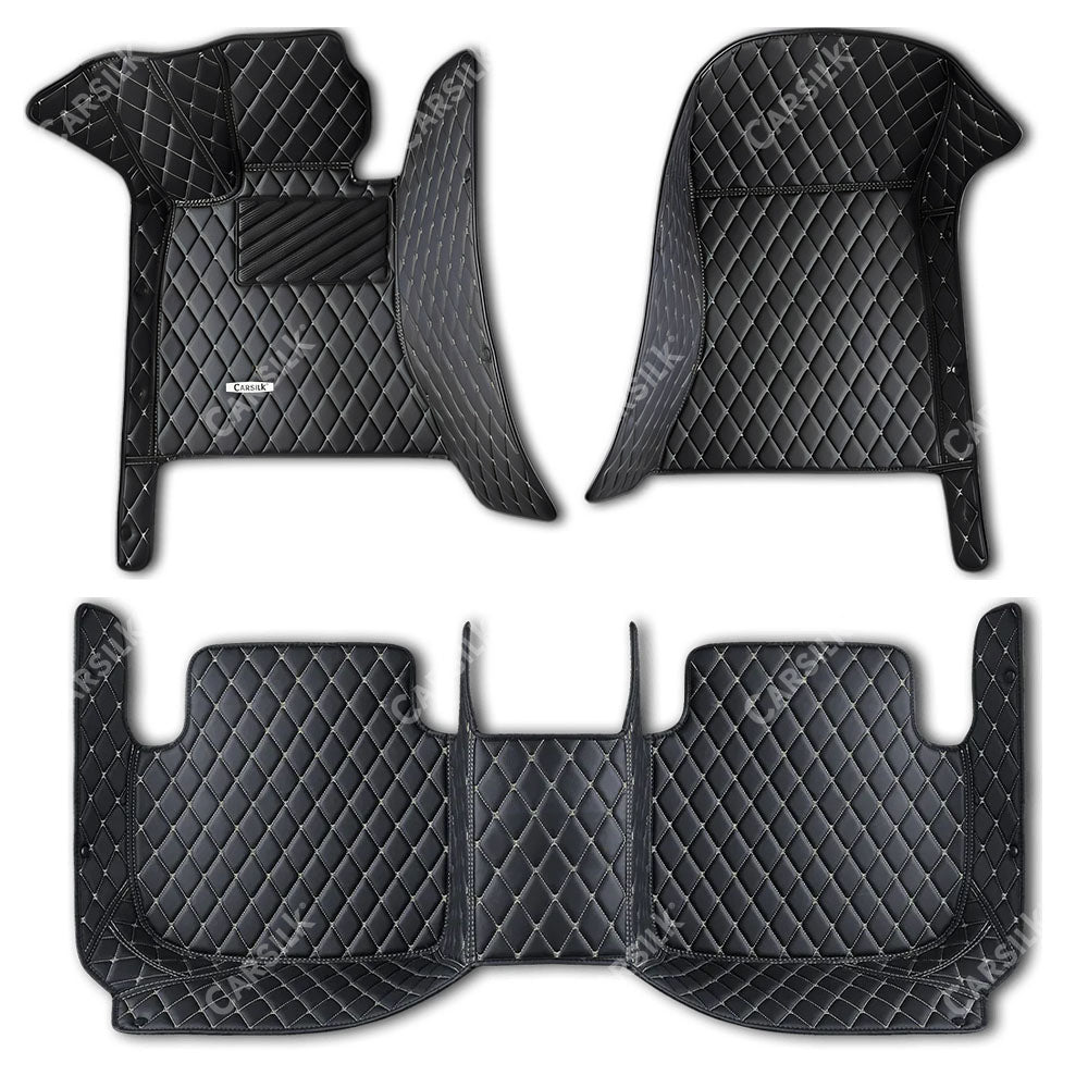 BLACK & BEIGE STITCHING DIAMOND LUXURY CAR FLOOR MATS - Carsilks