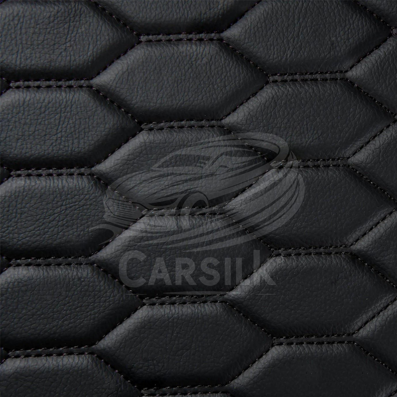 BLACK & BLACK STITCHING HONEY COMB LUXURY CAR MATS SET - Carsilks