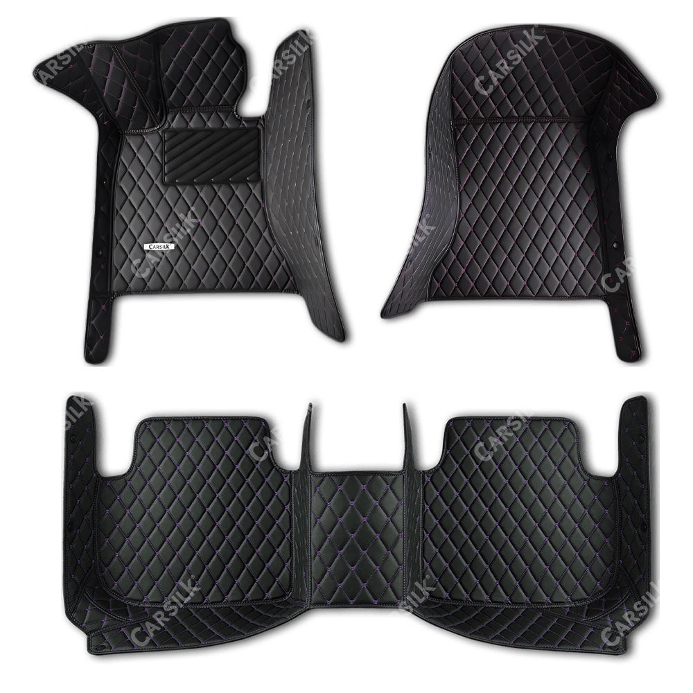 BLACK & PURPLE STITCHING DIAMOND CAR MATS SET - Carsilks