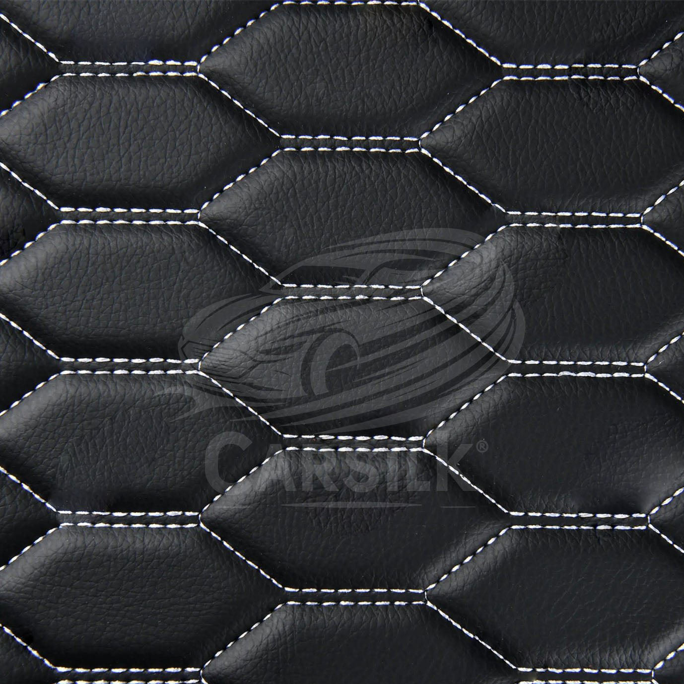 BLACK & WHITE STITCHING HONEY COMB LUXURY CAR MATS SET - Carsilks