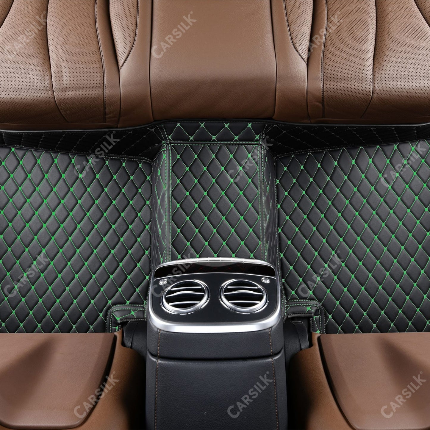 BLACK & GREEN DIAMOND PATTERN CAR MATS SET - Carsilks