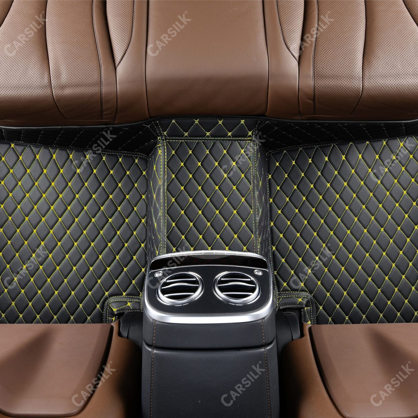 BLACK & YELLOW DIAMOND PATTERN CAR MATS SET - Carsilks