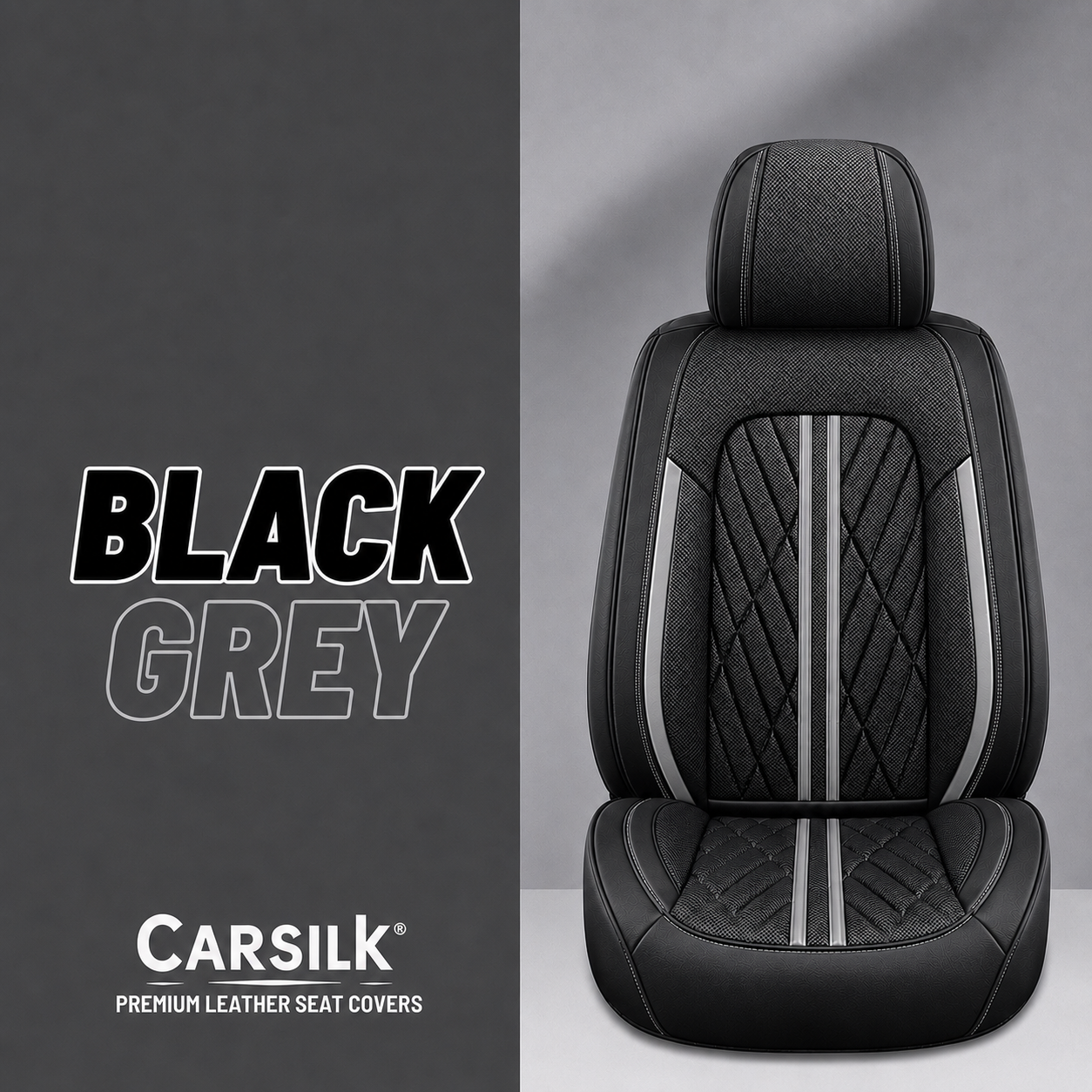 Black & Gray Breathable Waterproof Sport Eco Leather Seat Cover for Cars