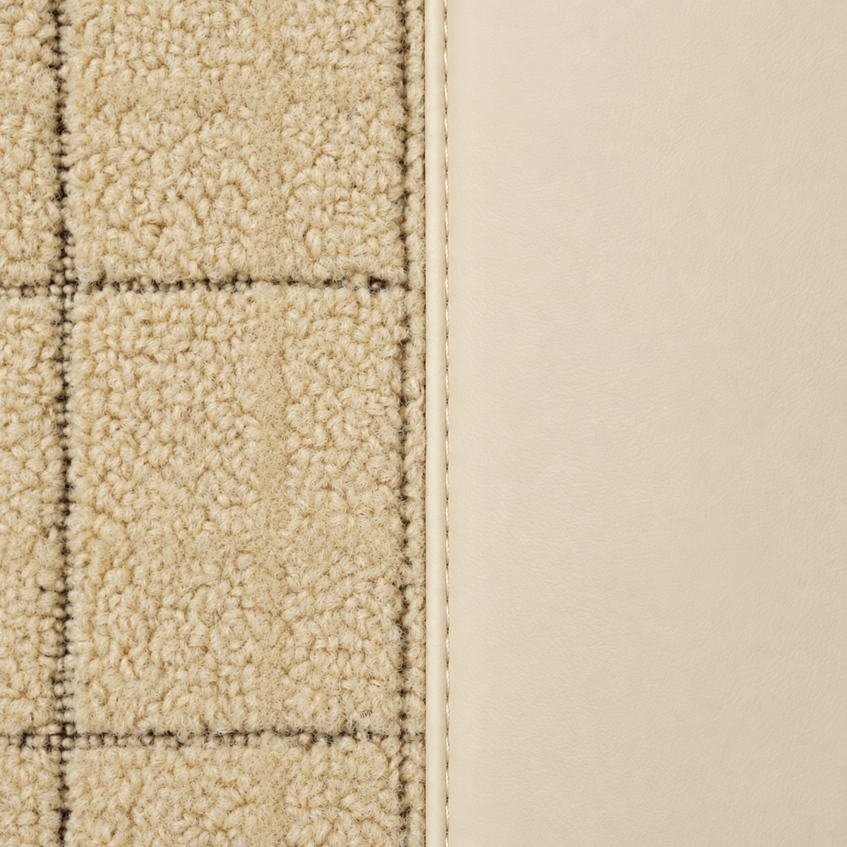 BEIGE AND RED HALF COIL DOUBLE LAYER NAPPA LEATHER CAR MATS SET