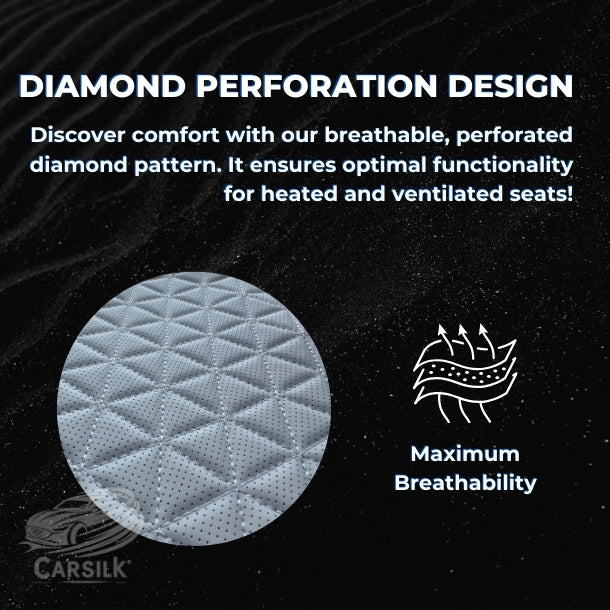 Black & White Breathable Waterproof Diamond Pattern Leather Seat Cover for Cars - Carsilks