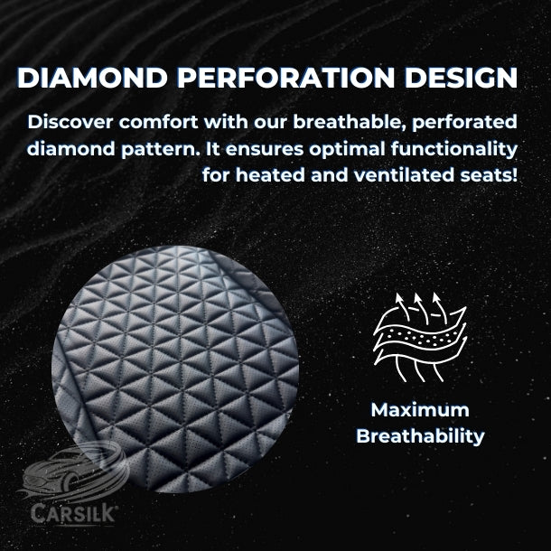 Black Breathable Waterproof Diamond Pattern Leather Seat Cover for Cars - Carsilks