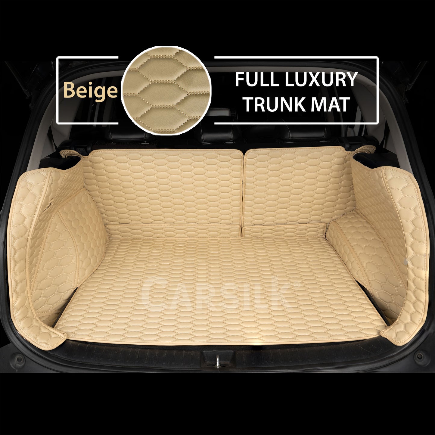 CREAM BEIGE 3D HONEYCOMB LUXURY TRUNK CAR MATS SET - Carsilks