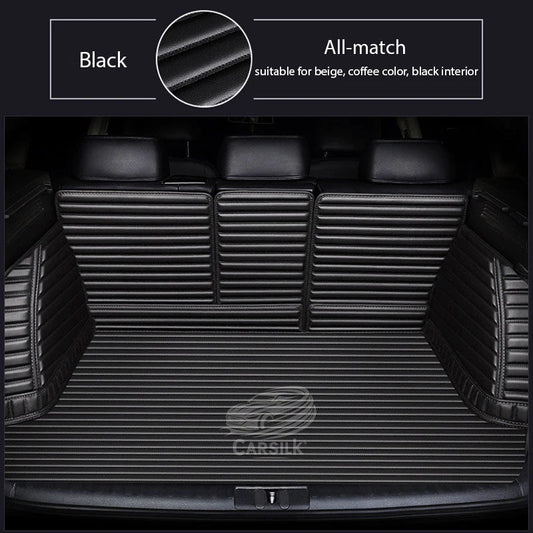 BLACK & BLACK STITCHING 3D SERIES STRIPE LUXURY TRUNK CAR MATS SET - Carsilks