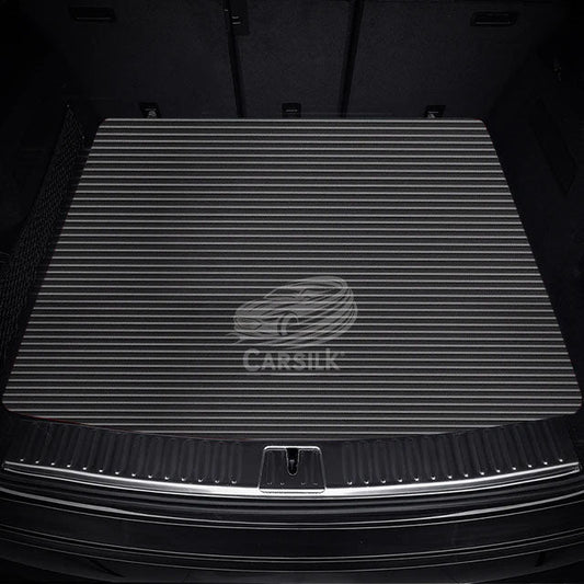BLACK & BLACK STITCHING STRIPE LUXURY BASE TRUNK CAR MATS SET - Carsilks