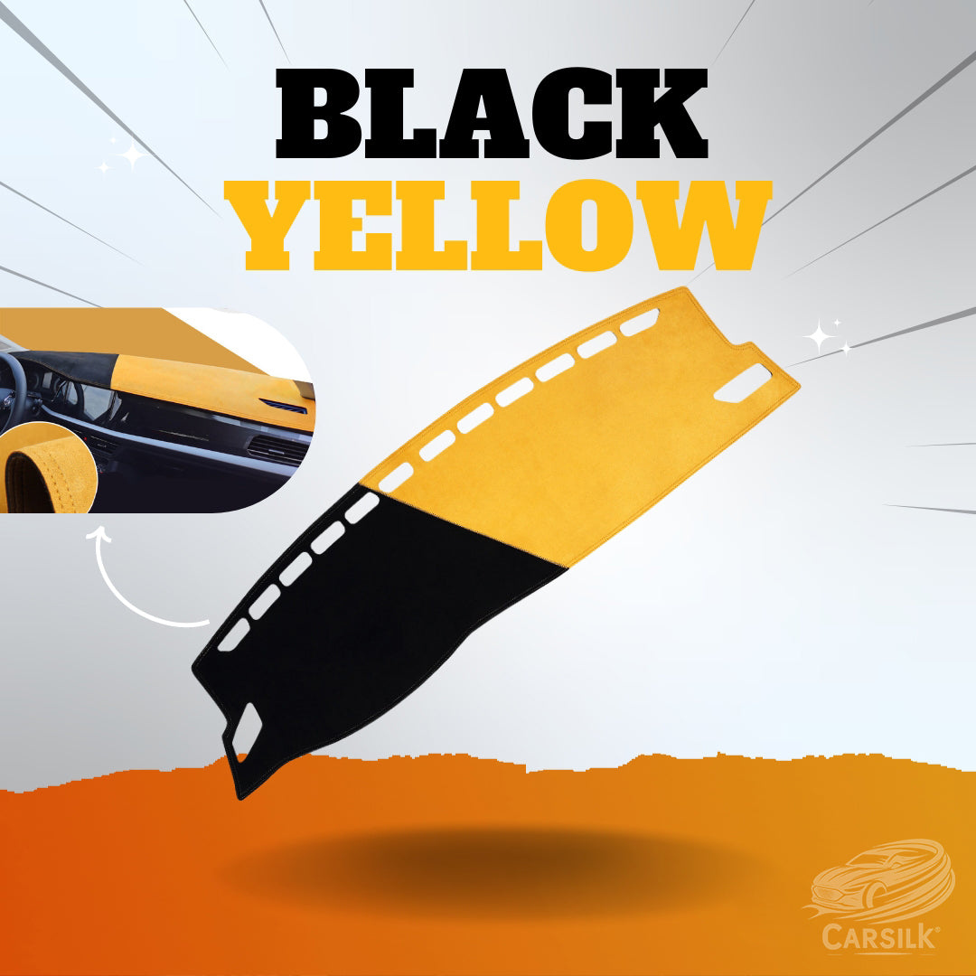 Black Yellow Custom Fit Car Dashboard Cover Mat - Carsilks