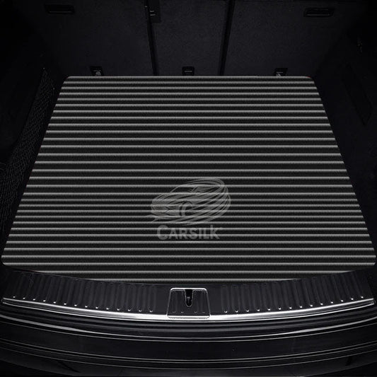 BLACK & BEIGE STITCHING STRIPE LUXURY SERIES TRUNK CAR MATS SET - Carsilks