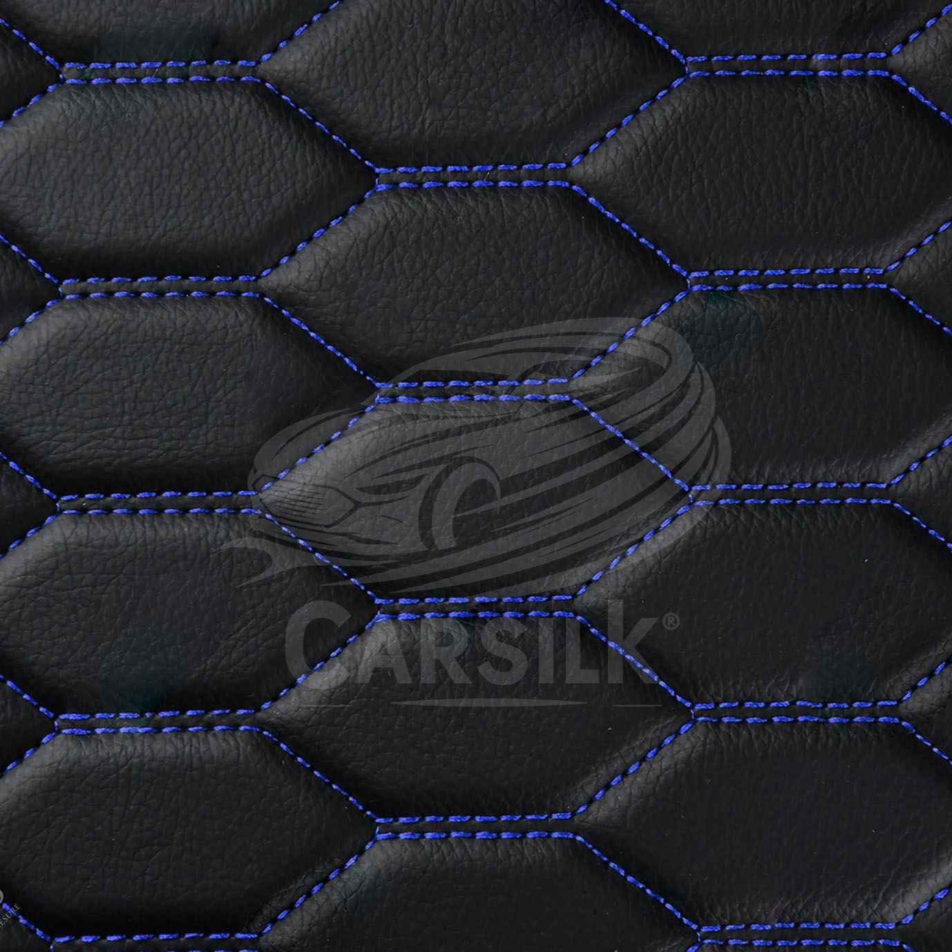 BLACK & BLUE STITCHING HONEYCOMB LUXURY BASE TRUNK CAR MATS SET - Carsilks