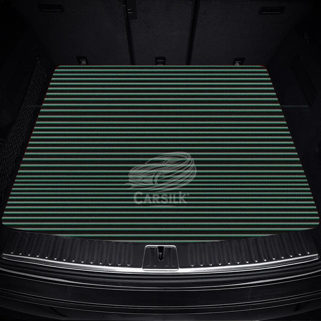 BLACK GREEN STITCHING STRIPE LUXURY TRUNK CAR MATS - Carsilks