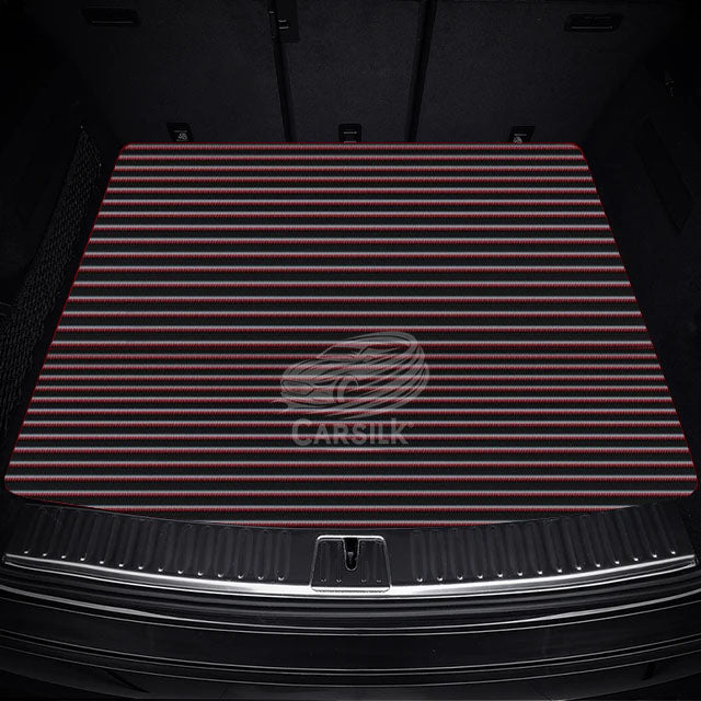 BLACK RED STITCHING STRIPE LUXURY TRUNK CAR MATS - Carsilks