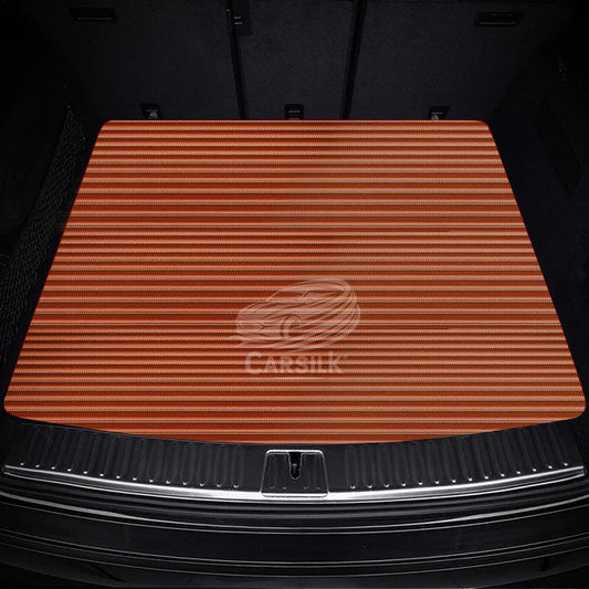 CARAMEL BROWN STRIPE LUXURY BASE TRUNK CAR MATS SET - Carsilks
