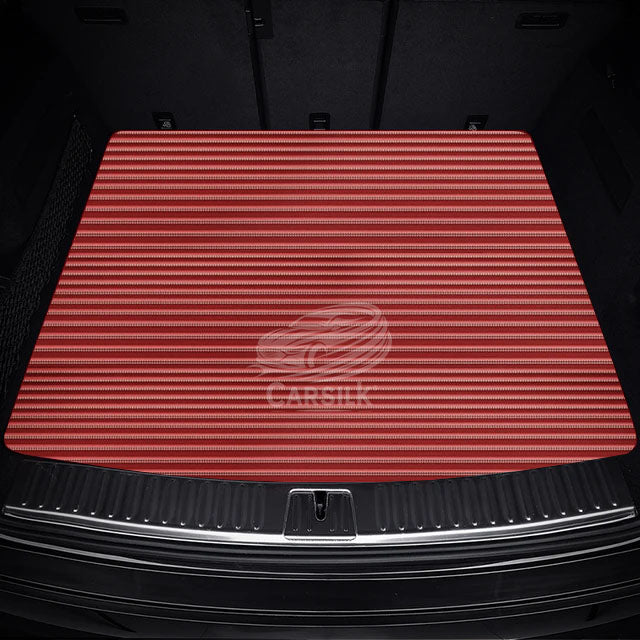 CHERRY RED STRIPE LUXURY BASE TRUNK CAR MATS SET - Carsilks