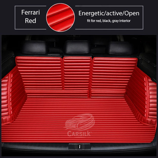 FERRARI RED 3D STRIPE LUXURY TRUNK CAR MATS SET - Carsilks