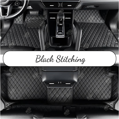 BLACK & BLACK STITCHING DIAMOND LUXURY CAR MATS SET