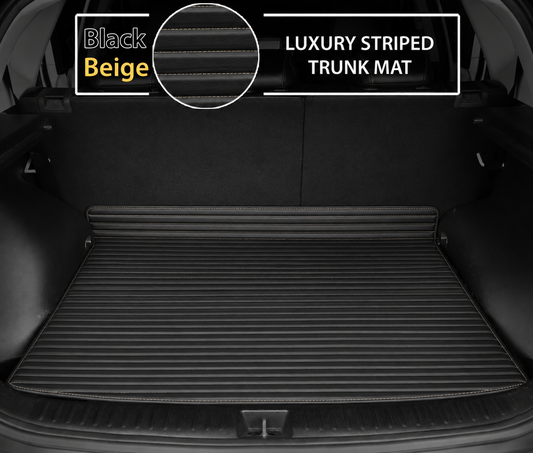 BLACK & BLACK STITCHING STRIPE LUXURY BASE TRUNK CAR MATS