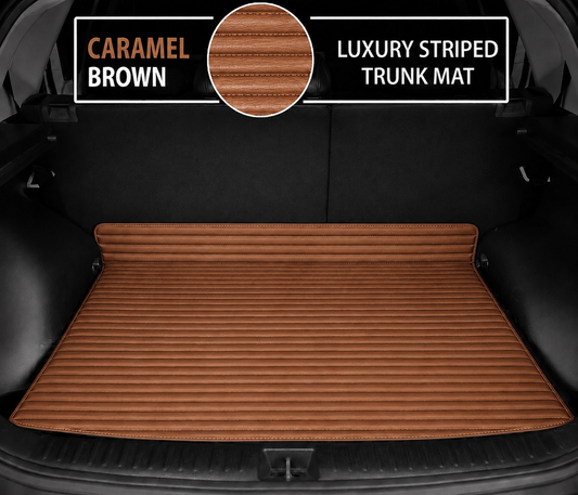 CARAMEL BROWN STRIPE LUXURY BASE TRUNK CAR MATS
