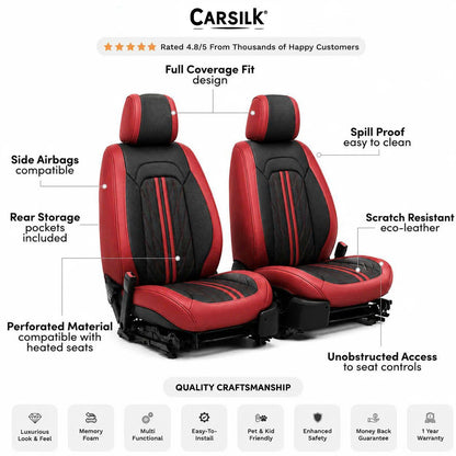 Black & Red Breathable Waterproof Sport Eco Leather Seat Cover for Cars
