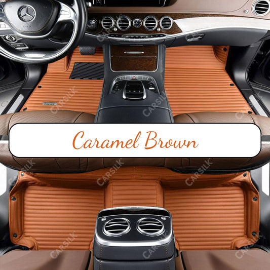 GALAXY CUSTOM SINGLE LAYER CAR MATS SET CARAMEL BROWN - Carsilks 