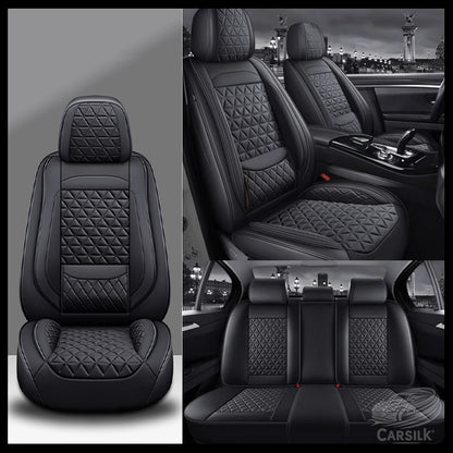 Black Breathable Waterproof Diamond Pattern Leather Seat Cover for Cars