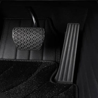 BLACK & WHITE STITCHING DIAMOND BASE WITH BLACK TOP CARPET DOUBLE LAYER GALAXY CAR MAT SET - Carsilks 