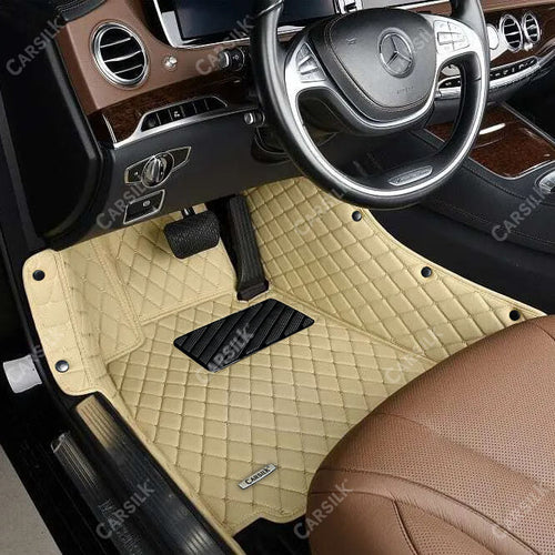 BEIGE DIAMOND PATTERN CAR MATS SET - Carsilks 
