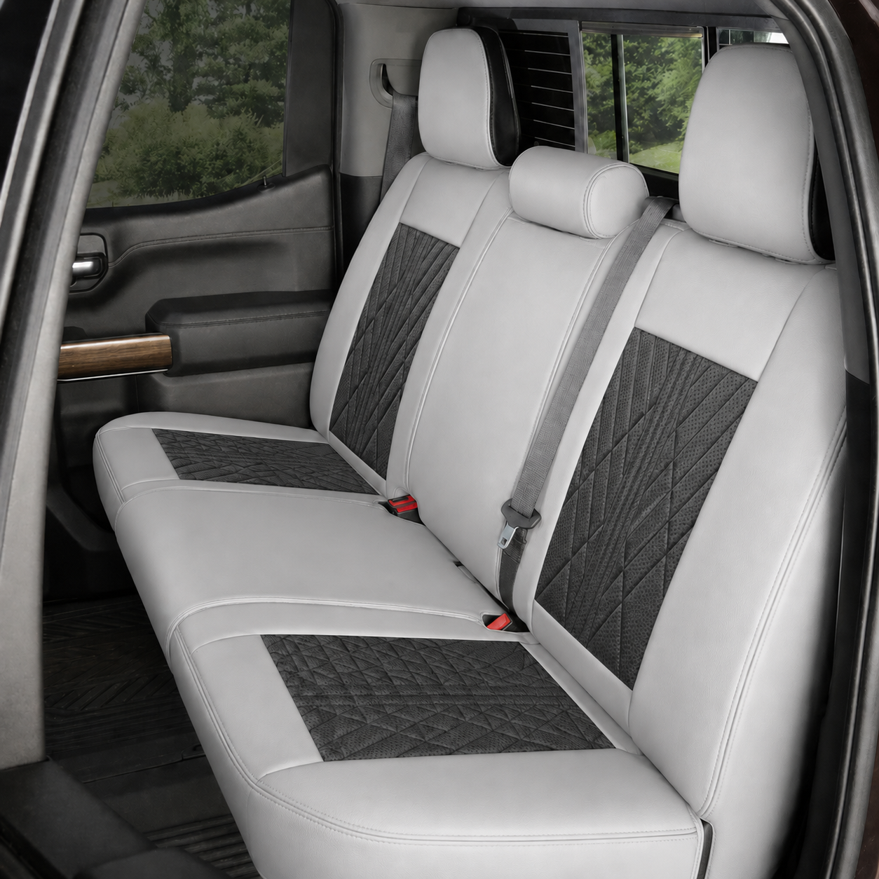 Gray & Black Breathable Waterproof Sport Eco Leather Seat Cover for Cars