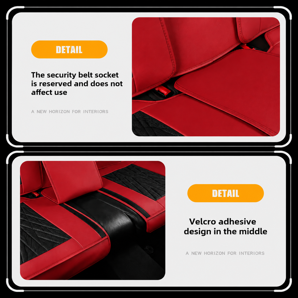 Black & Red Breathable Waterproof Sport Eco Leather Seat Cover for Cars
