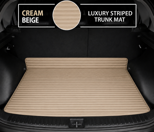 CREAM BEIGE STRIPE LUXURY BASE TRUNK CAR MATS