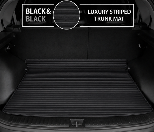 BLACK & BLACK STITCHING STRIPE LUXURY BASE TRUNK CAR MATS