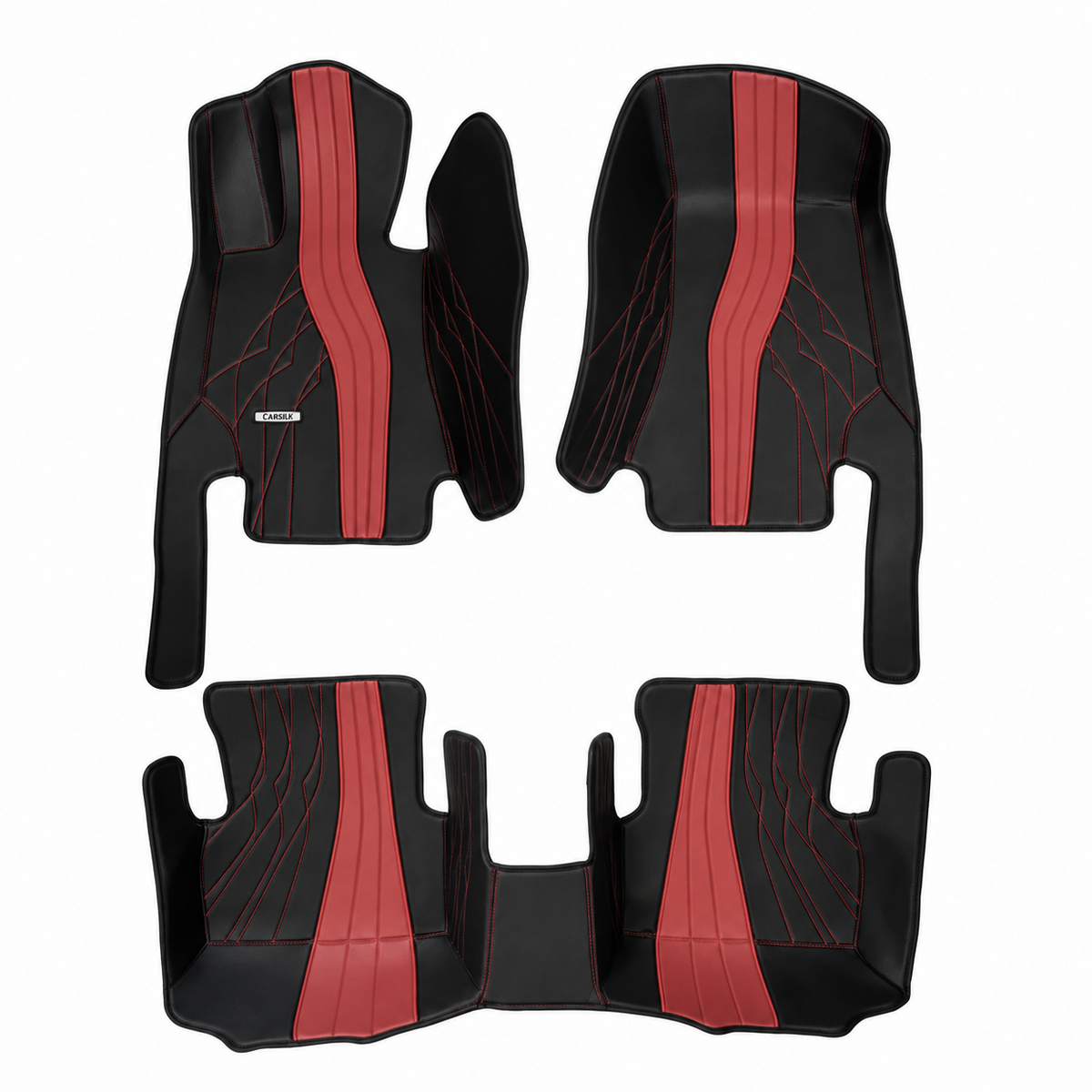 BLACK AND RED NAPPA LEATHER CAR MATS SET