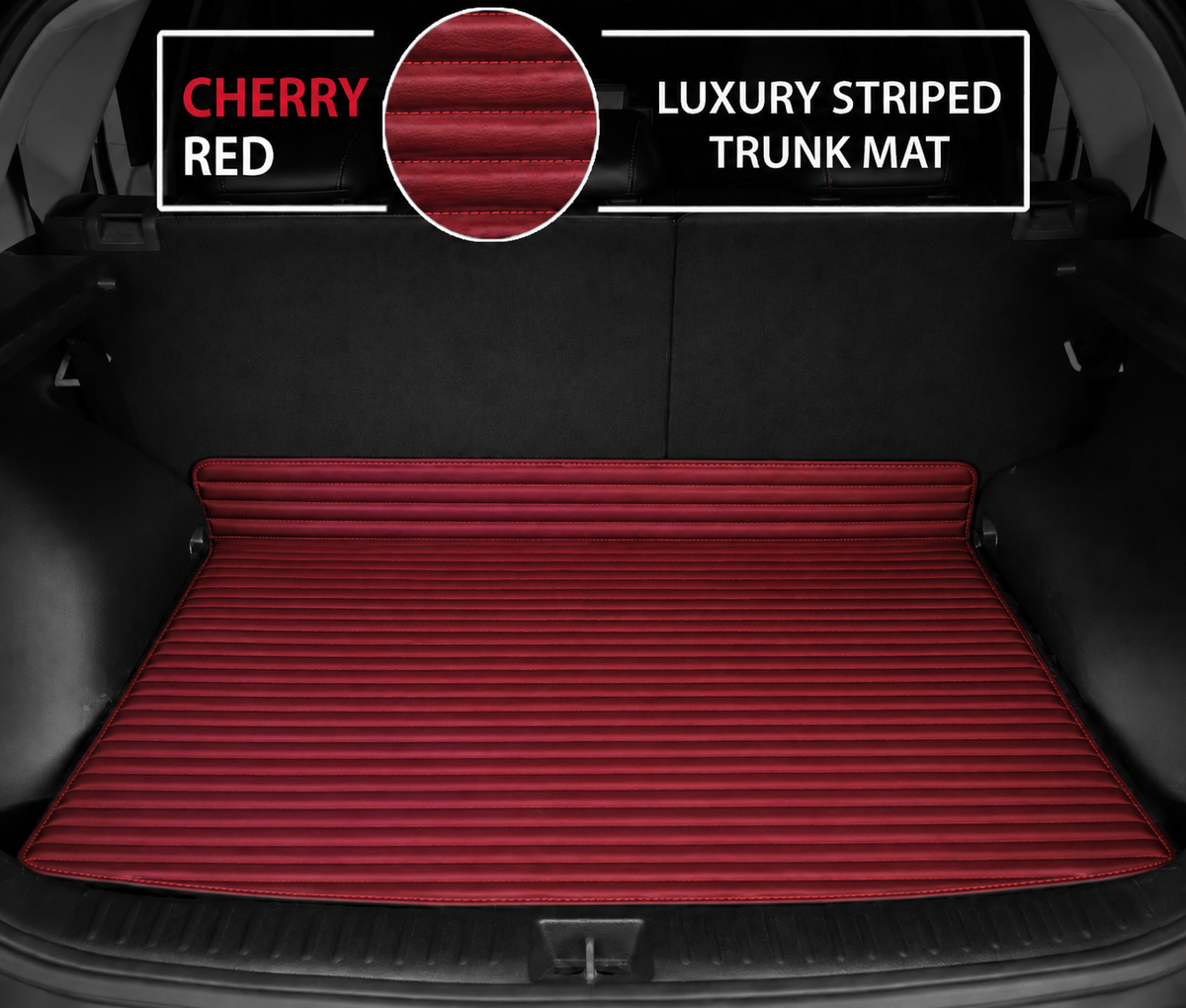 CHERRY RED STRIPE LUXURY BASE TRUNK CAR MATS
