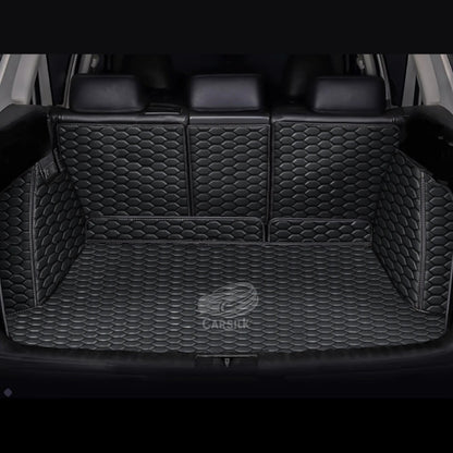 BLACK & BLACK STITCHING 3D SERIES HONEY COMB LUXURY TRUNK CAR MATS SET