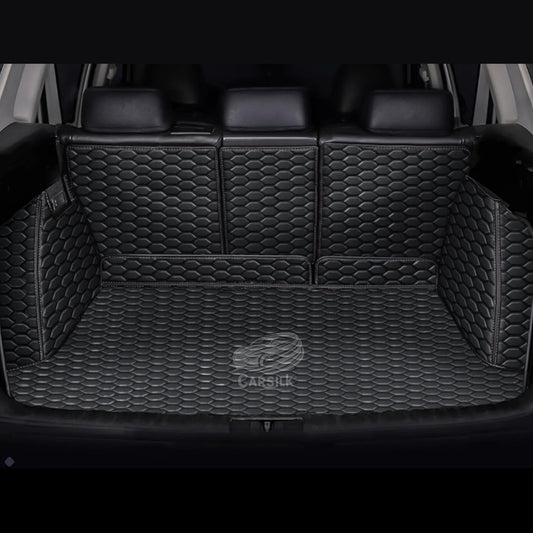 BLACK & BLACK STITCHING 3D SERIES HONEY COMB LUXURY TRUNK CAR MATS SET - Carsilks 