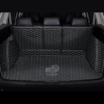 BLACK & BLACK STITCHING 3D HONEY COMB LUXURY TRUNK CAR MATS SET - Carsilks 