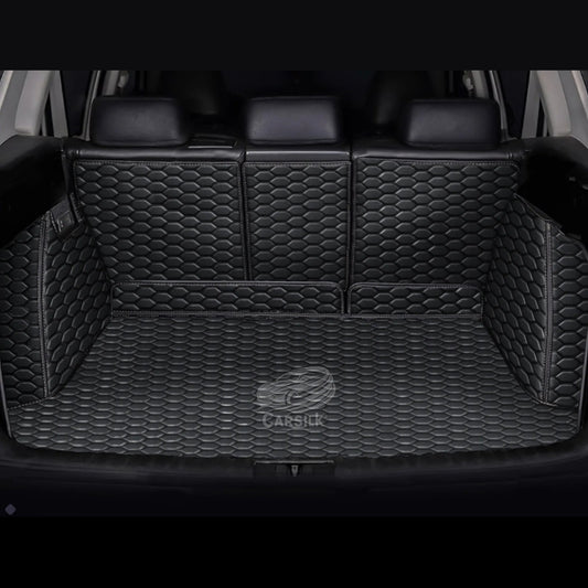 BLACK & BLACK STITCHING 3D HONEY COMB LUXURY TRUNK CAR MATS SET - Carsilks 