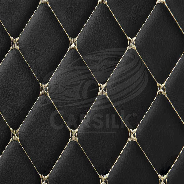 BLACK & BEIGE STITCHING DIAMOND LUXURY CAR MATS SET