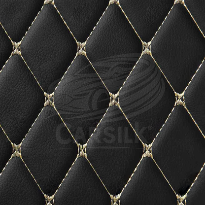 BLACK & BEIGE STITCHING DIAMOND LUXURY BASE TRUNK CAR MATS SET