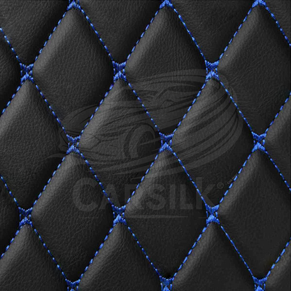 BLACK & BLUE STITCHING DIAMOND LUXURY CAR MATS SET