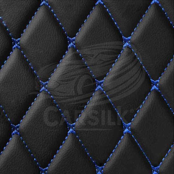 BLACK & BLUE STITCHING DIAMOND LUXURY BASE TRUNK CAR MATS SET